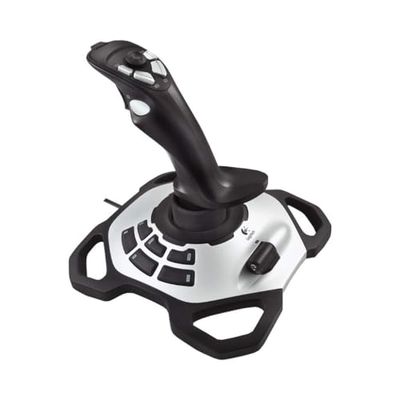 Logitech G Extreme 3D Pro Joystick, controlo de leme com eixo de torção, 12 botões programáveis, selecionador de visualização de 8 vias, base sólida, disparador de ação rápida, USB, PC