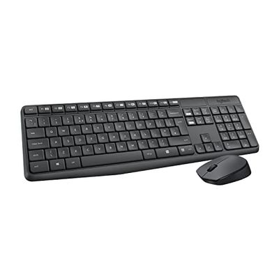 Logitech MK235 Combo Tastiera e Mouse Wireless per Windows, Layout Internazionale QWERTY - Grigio