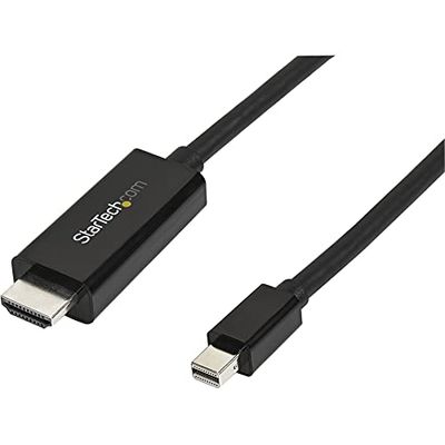 StarTech.com 10ft (3m) Mini DisplayPort to HDMI Cable - 4K 30Hz Video - mDP to HDMI Adapter Cable - Mini DP or Thunderbolt 1/2 Mac/PC to HDMI Monitor/Display - mDP to HDMI Converter Cord (MDP2HDMM3MB)
