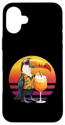 Oiseau toucan rétro avec lunettes de soleil hawaïennes d'été Coque pour iPhone 16 Plus