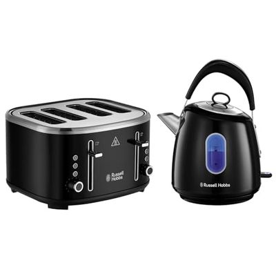 Russell Hobbs Stylevia Kettle & 4 Slice Toaster Black