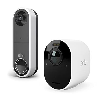 Arlo Ultra2, Camara de Vigilancia Wi-Fi con Timbre con Video Inalambrico, Blanco, 90 Dias de Prueba Gratuita Secure