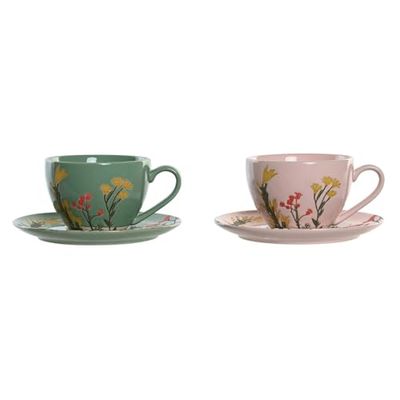 TAZA SET PLATO GRES 12X12X6 150ML FLORAL 2 SURT.