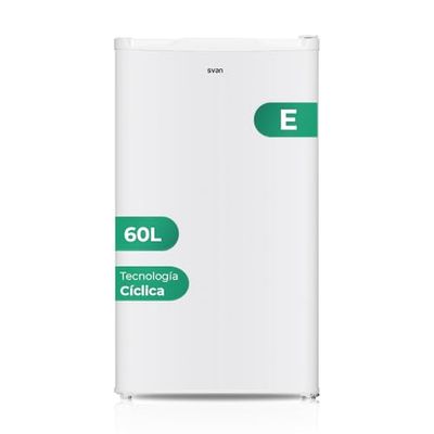 Svan Congelador Vertical Blanco SCV85502E. Capacidad 60 Litros, Puerta Reversible, Bajo nivel Sonoro, Eficiencia Energética Clase E