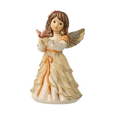 Goebel X-Mas 41-635-07-1 Figura de ángel Bring Mir Suerte de gres con Estrellas de Swarovski, Multicolor, tamaño: 8,5 cm x 8 cm x 15 cm, Color champán