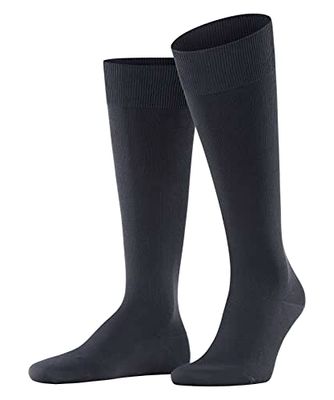 FALKE Lufthansa Travel & Comfort herr ultra energizing knästrumpor bomull svart vit många andra färger stödstrumpor utan mönster stark kompression resa, lång stående, flygning 1 par, Blå (Dark Navy 6370) – vadomkrets W3, 40 EU