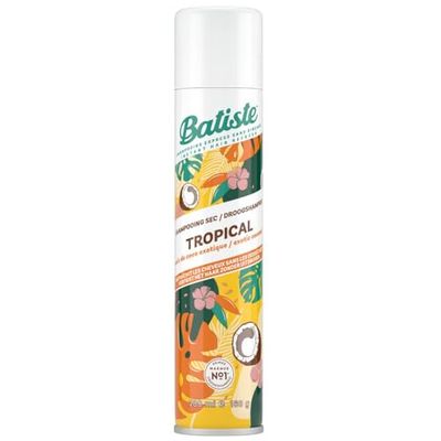 Batiste Shampooing Sec, Tropical, Rafraichit les Cheveux et Apporte du Volume, Parfum Noix de Coco et Ananas, Absorbe Excès de Sebum, Sans Rinçage, 280ml