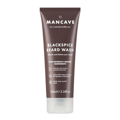 ManCave Blackspice Beard Wash, Refreshes and Cleanses Beard and Underneath Skin, With Jojoba Oil and Hemp Oil, Combat Beard Itch and Flakiness, Vegan Friendly, Made in the UK, 100 ml