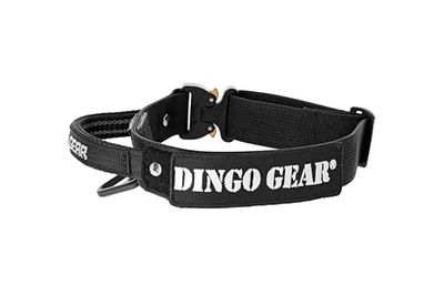 DINGO GEAR Collier pour Chien Cobra, Boucle de Sécurité Professionnelle, Poignée Robuste, Étiquette Fixée avec Attache de Type Velcro, pour Entraînement de Défense, Tour de Cou 49-59 cm, Noir (S04027)