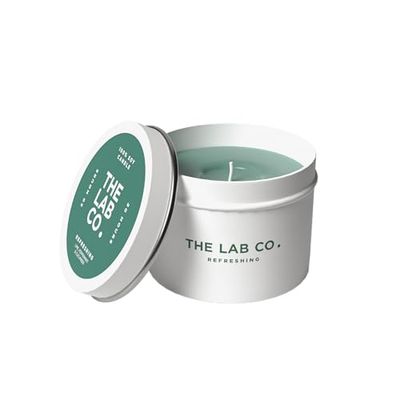 The Lab Co. Tinned Candle 90g 20hrs Burn Time. Refreshing Fragrance with Lime Peppermint Cucumber. 100% Vegan Soy Wax