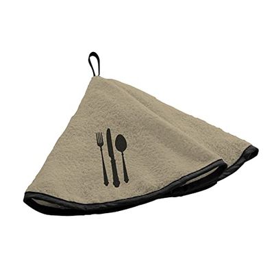 Douceur d'Intérieur, Round Hand Towel (Diameter 60 cm) with Linen and Embroidered Sponge