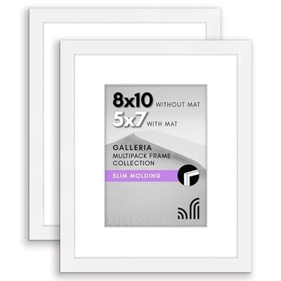 Americanflat Cornice per foto da 20 x 25 cm, colore bianco, set da 2, da utilizzare come cornice per foto da 18 x 10 cm con passepartout o 20 x 25 cm senza passepartout, formati orizzontali e