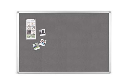 BoardsPlus - Tablón de Anúncios de Fieltro Gris, 105 x 75 cm, Con Marco de Aluminio