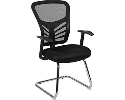 Flash Furniture Zwarte Mesh Side Reception Stoel met Chrome Sled Base