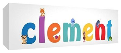 Little Helper lienzo caja Galerie enveloppé con panel frontal estilo illustratif pintado con el nombre de joven niño Clement 21 x 59 x 3 cm) medio