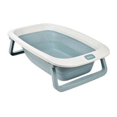 BÉABA, składana wanna dla dzieci, ultra kompaktowa, antypoślizgowe nóżki, design i trendy, korek spustowy, wygodne przechowywanie, minimalna pojemność, łatwa obsługa, Eazy Pop Camele'O, 29L, niebieski