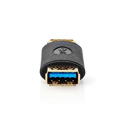 NEDIS Adattatore USB | USB 3.0 | USB-A femmina | USB-A femmina | Placcato oro | Dritta | PVC | Antracite | Scatola Antracite