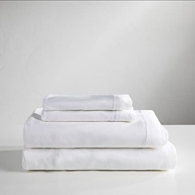 Baltic Linen Jogo de lençóis de algodão, flanela, branco, tamanho individual