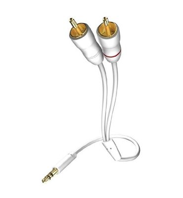 In-akustik Star - Cabo de áudio para MP3 (tomada de 3,5 mm para RCA de 2 tomadas, 5 m), cor branca