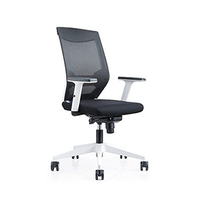 Rocada | Ergonomiczne krzesło biurowe Regulacja lędźwiowa | Krzesło na kółkach, krzesło i wygodne | Pokrycie siatką i tkaniną ognioodporną | Kolor Czarny