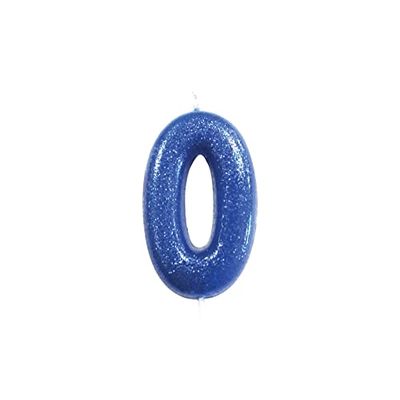 Anniversary House Metallic Blue Glitter Candle, Number 0 8th Birthday Cake Topper, 7 Centimeters, AHC30/0