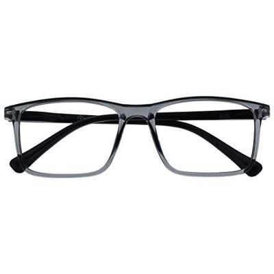 OPULIZE Ink Occhiali da Lettura, Frontale Grigio Trasparente con Bracci Neri, +2,00 Diottrie Unisex