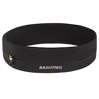Build & Fitness hardloopriem, omklapbare heupriem, sleutelclip, hardlooptelefoonhouder, hardlooptasje voor mannen en vrouwen, past op alle telefoonformaten