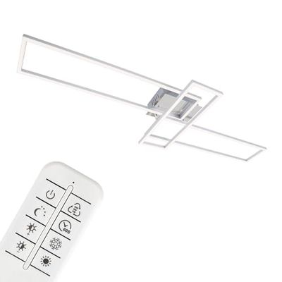 BRILONER LED, lámpara de Techo Regulable, Incluye Remoto, Control de Color de Temperatura, función de luz Nocturna y Temporizador, Cromo-Aluminio, 1100x350x100mm