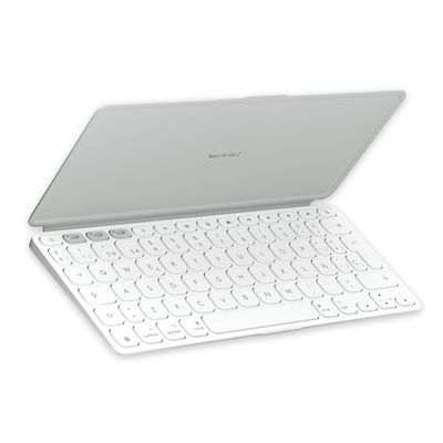 Logitech Keys-To-Go 2, Teclado inalámbrico portátil para iPad con Tapa integrada, estilizado, para iPad, iPhone, Mac y Apple TV, para alternar fácilmente Entre Dispositivos, QWERTY ESP - Gris Claro