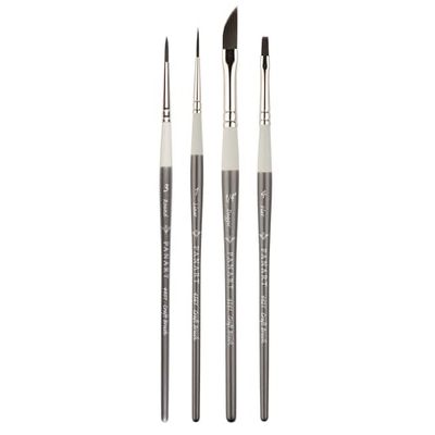 Pan Art Synthetic Brush Set, Wood/Metal, Grey, No.1-4, No.01-04