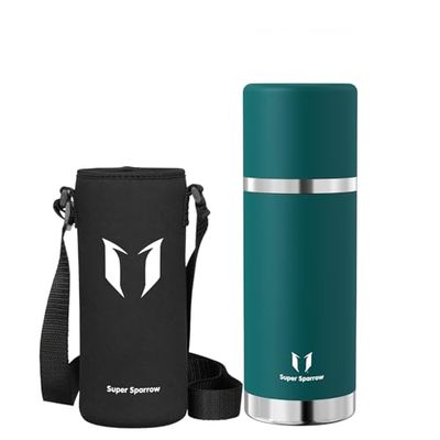 Super Sparrow Borraccia Termica - 750ml - Bottiglia Termica in Acciaio Inox - Borracce Senza BPA - Mantiene Calde 12 Ore o Fredde per 24 Ore - A Prova di Perdite Tappo Funge Anche da Tazza