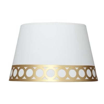 Lampada con paralume E14 bianco e oro, dimensioni 15x12x13 cm, ideale per la decorazione e l'ambientazione degli spazi.