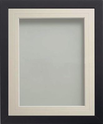 Frame Company Allington Black Photo Frame with Ivory V-Groove Mount, A2 for A3, fitted with perspex