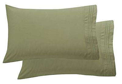 Elegant Comfort - 2 Fundas de Almohada ultrasuaves, 1500 Hilos de Calidad egipcia, Doble Cepillado, Microfibra de Calidad hotelera Resistente a Las Arrugas, estándar/Queen, Verde Salvia
