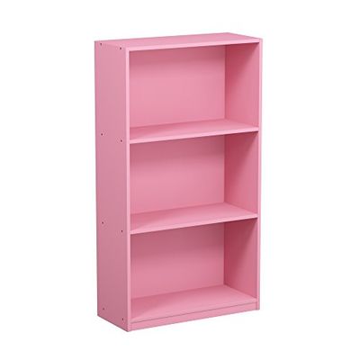 Furinno Estantería Básica De 3 Niveles para Estantería, Rosa