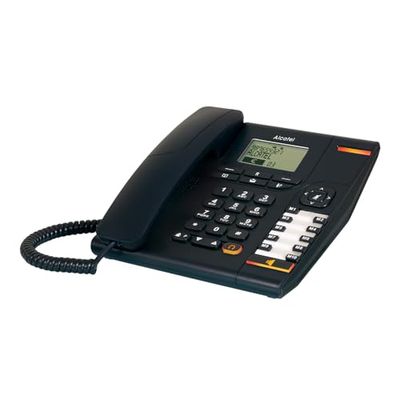 ALCATEL Temporis 880 PRO - Téléphone Fixe Filaire Professionnel - Bibloc - Grand Écran Alphanumérique - Indicateur Lumineux - Volume Réglable - Touche Rappel & Mute - 10 Mémoires Directes - Noir
