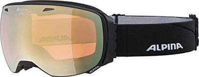 ALPINA Unisex - Volwassenen, BIG HORN Q Skibrille, black matt/gold, One Size