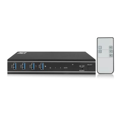 ACT KVM Switch 2 PC 1 Monitor, 4K@60Hz, Switch HDMI, 4 porte USB 3.0, HDCP 2.3, con cavo HDMI e USB, telecomando, staffa di montaggio Ufficio - AC7912