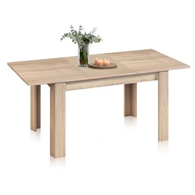 duehome | Mesa de Comedor Extensible, Mesa Rectangular, Modelo Danna, Acabado en Roble Canadian, Medidas: 140-190 cm (Largo) x 90 cm (Ancho) x 78 cm (Alto)