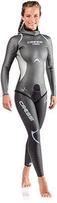 Cressi Free Lady Wetsuit 3.5 mm, Muta Completa per Apnea, Neoprene 3.5 mm, Liscio Esterno/Foderato Ultraspan Interno Donna, Nero/Argento, L
