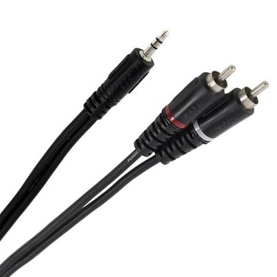 Plugger Y-kabel (mini stereo jack/cinch-stekker, 6 m) zwart