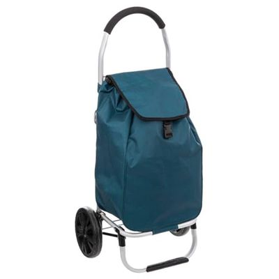 5five - carrello spesa pieghevole modern color a 2 ruote in perle blu