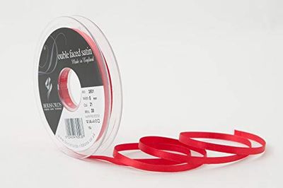 Berisfords 3501 5 mm Rouge Coquelicot 21 10 x 1 x 10 cm de Poly Ruban satiné Double Face, Rouge Coquelicot