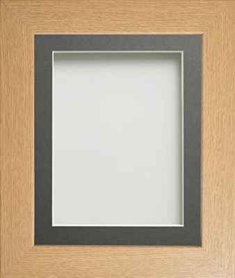 Frame Company Watson Beech Picture Photo Frame fitted with Perspex, A4 with Grey Mount for image size 9x6 inch