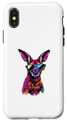 Canguro Indossare Occhiali Da Sole Divertente Animale Colorato Canguro Custodia per iPhone X/XS