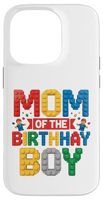 Mamma E Papà Compleanno Ragazzo Costruire Mattoni Famiglia Partito Decor Custodia per iPhone 14 Pro