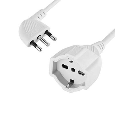 Electraline 46106 Prolunga 3M Spina 16A e Presa Polivalente P40 (Schuko + 10/16A), Bianco - Sezione Cavo 3G1mm, 3 metri