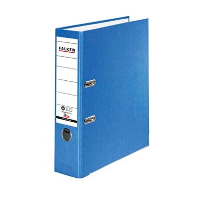 Falken Recycolor - Archivador ecológico ecológico (8 cm de ancho, DIN A4 azul, carpeta de archivos, carpeta de oficina, carpeta de papel de oficina, carpeta de papel de CO2 neutro, ángel azul