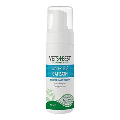 Vet's Best Baño de Gato Natural sin Agua, Champú seco sin Agua Sin Enjuague para Gatos, 150ml
