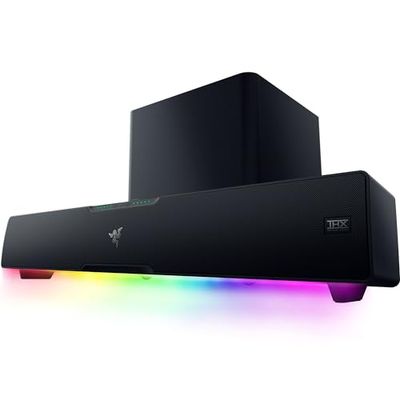 Razer Leviathan V2 Pro - Barre de Son PC avec Caisson de Basses avec IA et Formation de Faisceaux (THX Audio, Chroma RGB, Bluetooth et Prise Jack 3,5 mm, Application Audio et Synapse) Noir